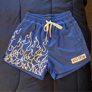 Kill Crew Muay Thai Flame Shorts (Royal Blue, Men’s S)